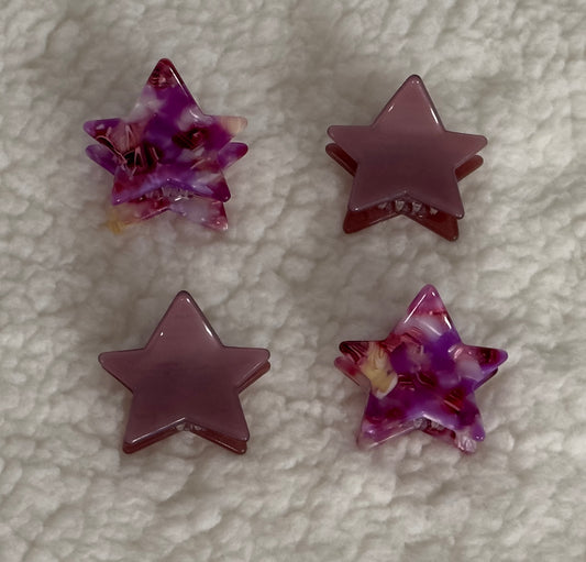 Small Hair Claw Clips 4 Pcs Stars